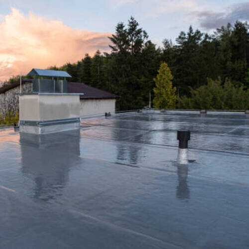 view from above of a commercial roof coating